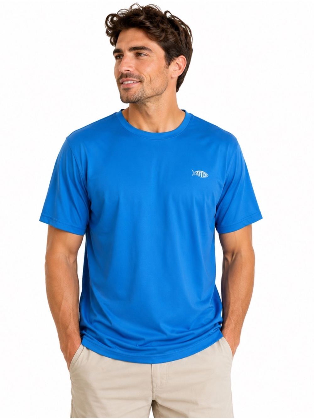 American Fishing Tackle Co. Men's XXL Blue Short Sleeved Lightweight T-S…